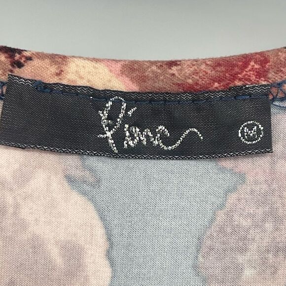 Pine Blue Pink Floral Tunic Top Medium Cottagecore Boho Romantic Y2K Style - Picture 5 of 11